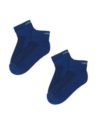 AirGarb Premium Cotton Cushioned High Ankle Socks Pack of 2 - AIRHA2D (Free Size) Denim