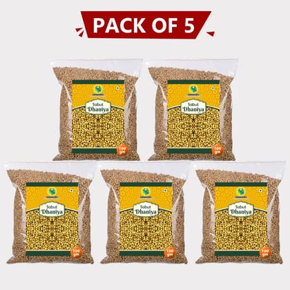 Sabut Dhaniya 500 gm (Pack of 5 X 100gm) by Sarwashree Krishi Producer – Pure & Natural Whole Coriander Seeds for Daily Cooking.