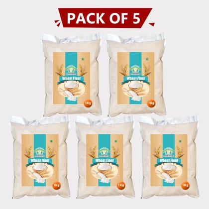 Wheat Flour – Pack of 5 (1 kg × 5) by Agrobusiness Krishi Producer – Pure Wheat Flour | Pure Gehu Atta from Farmers | Whole Grain Wheat Flour.  (pack of 2)