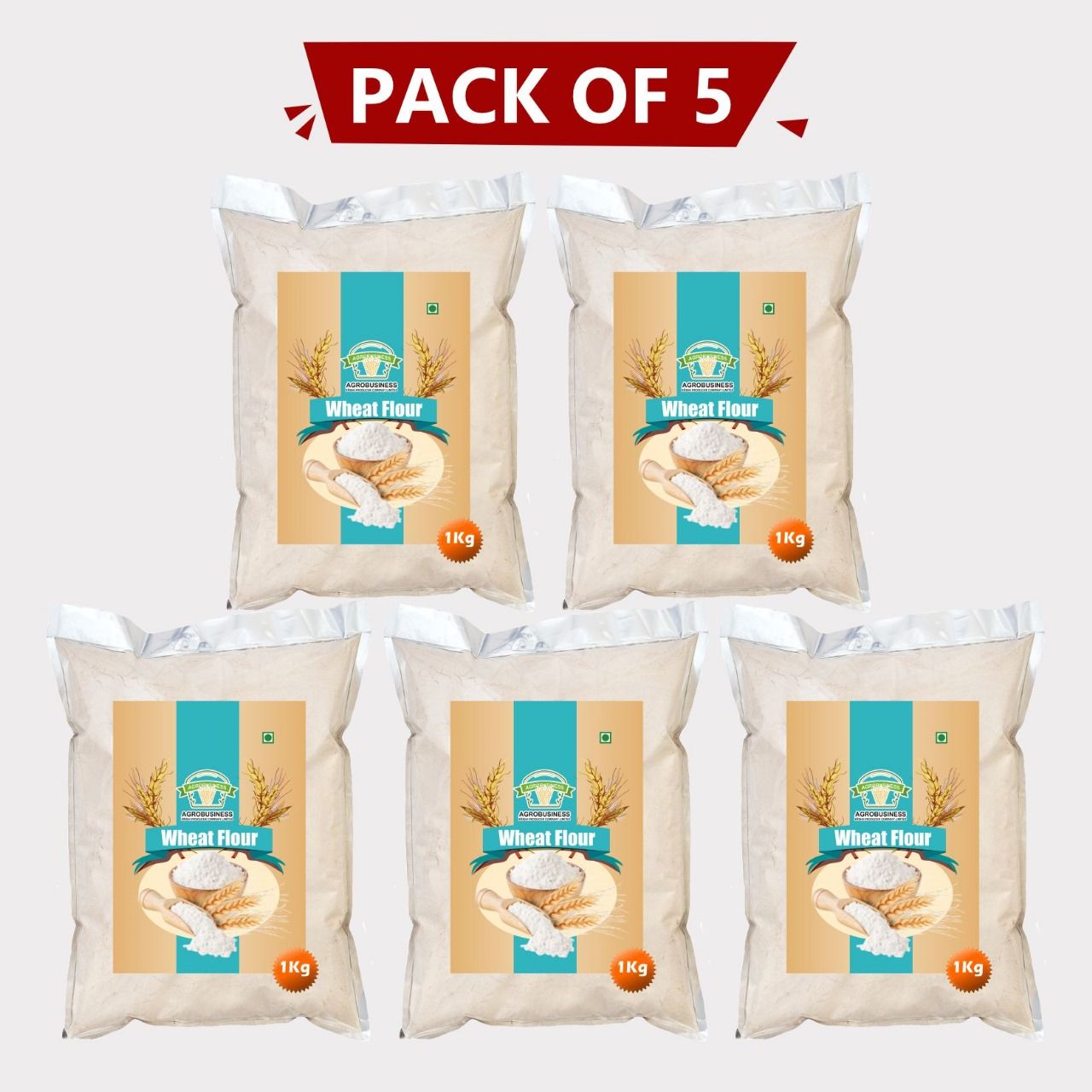 Wheat Flour – Pack of 5 (1 kg × 5) by Agrobusiness Krishi Producer – Pure Wheat Flour | Pure Gehu Atta from Farmers | Whole Grain Wheat Flour. 