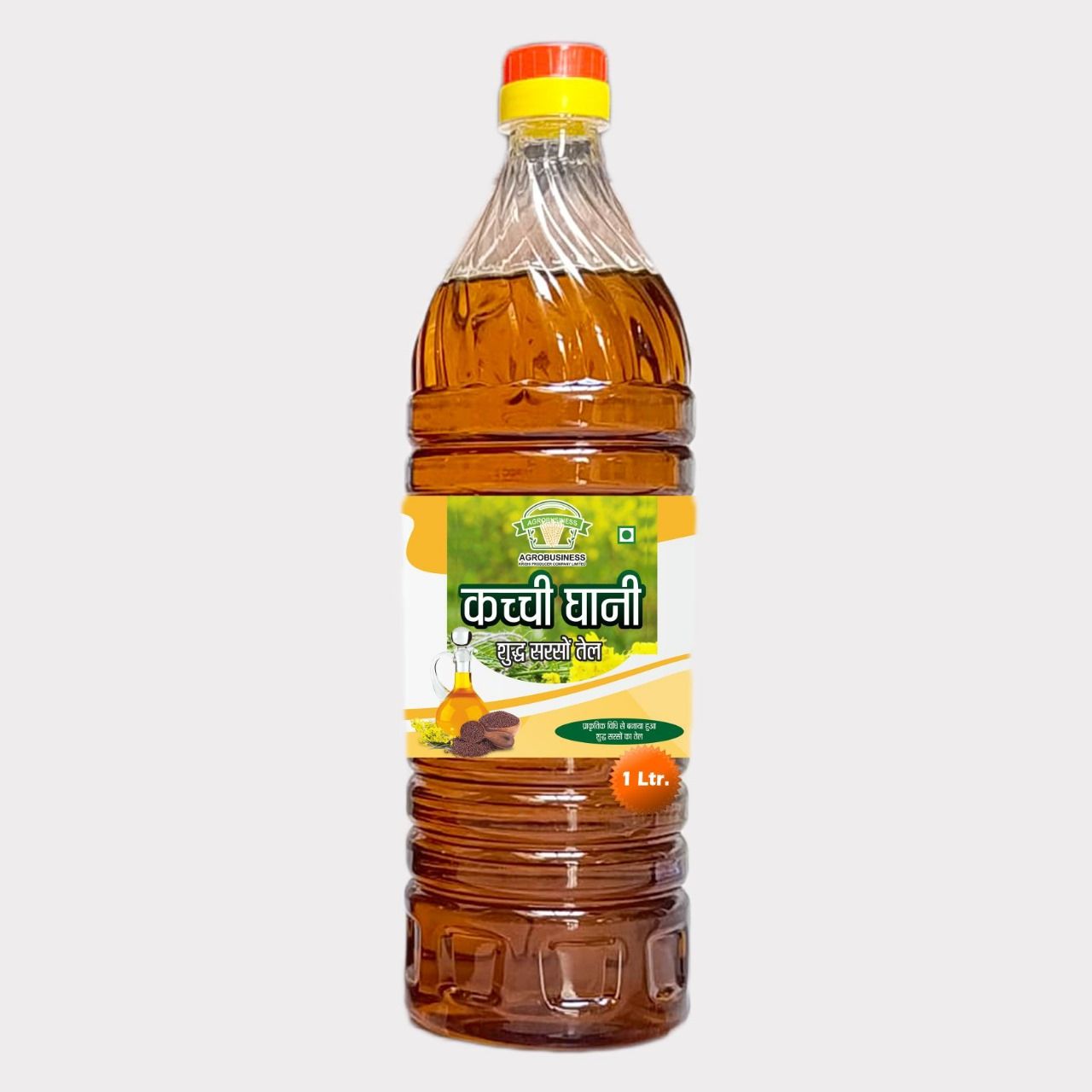 Pure Mustard Oil 1 Litre by Agrobusiness Krishi Producer – Cold-Pressed, Natural & Farm-Fresh Kachhi Ghani Sarso Oil. 