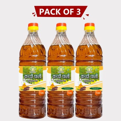 Pure Mustard Oil – Pack of 3 (1 Ltr × 3) by Agrobusiness Krishi Producer – Cold-Pressed, Natural & Farm-Fresh Kachhi Ghani Sarso Oil.  (pack of 2)