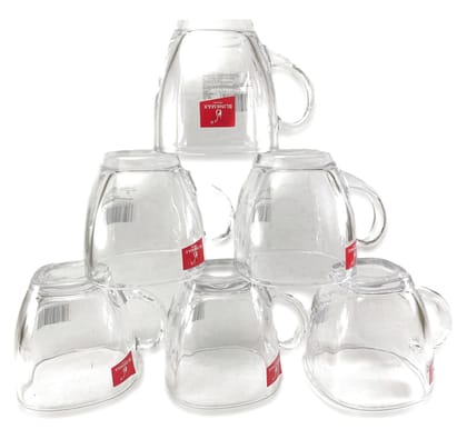 BLINKMAX Transparent Square Shape Tea Cup Coffee Cup Set of 6 Made of Crystal Clear Glass 155 ml