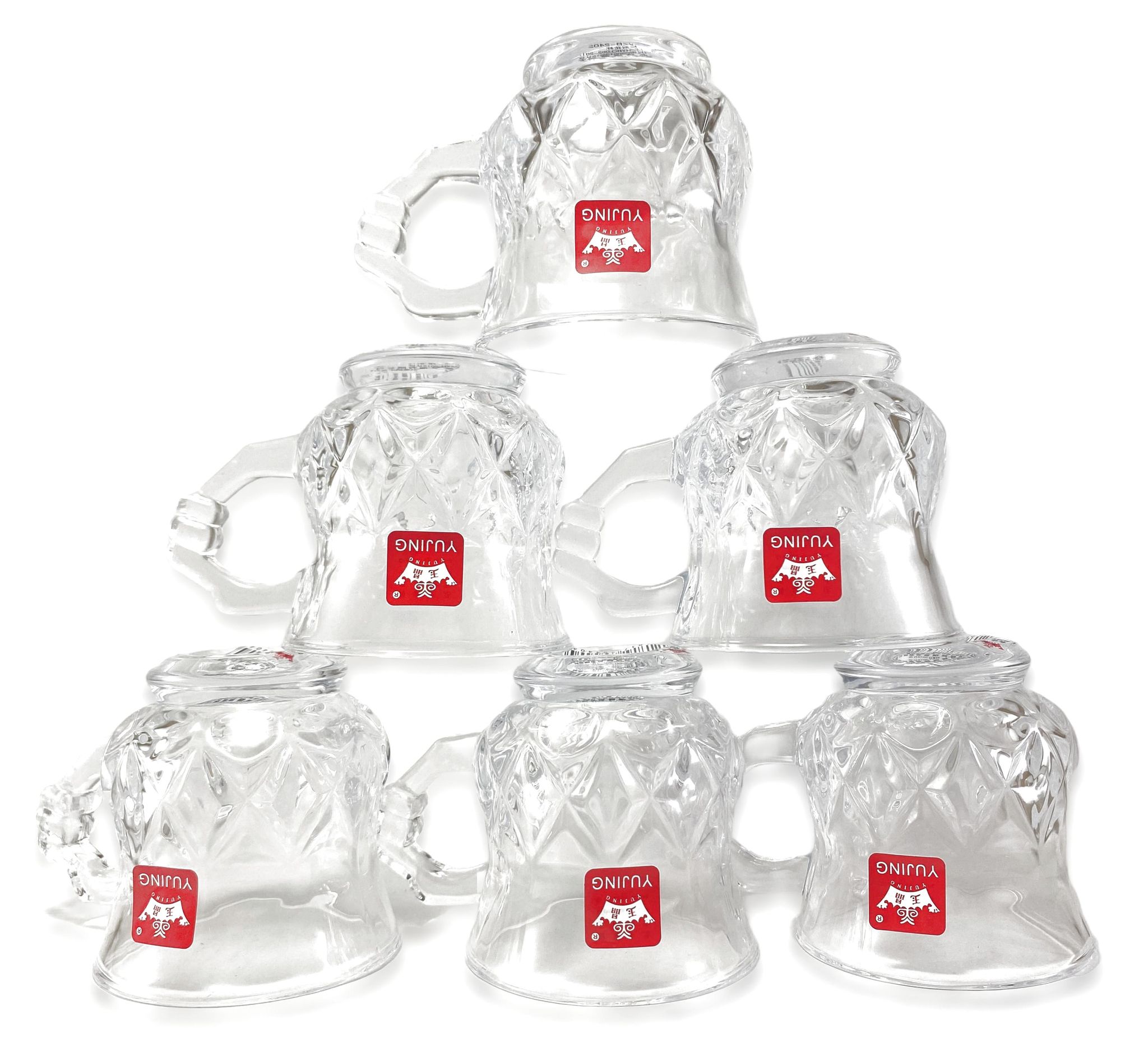 YUJING Transparent Tea Cup Coffee Cup Set of 6 Made of Crystal Clear Glass 140 ml