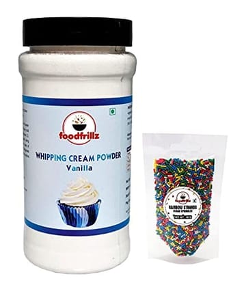 foodfrillz Whipping Cream Powder - All Purpose Vanilla (200 g), Rainbow Strands Vermicelli (50 g) foodfrillz Whipping Cream Powder - All Purpose Vanilla (200 g), Rainbow Strands Vermicelli (50 g)