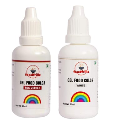 foodfrillz Red Velvet and White Food Gel Color, Pack of 2 Finest colour for Cake,cookies,Ice Creams,Sweets foodfrillz Red Velvet and White Food Gel Color, Pack of 2 Finest colour for Cake,cookies,Ice Creams,Sweets