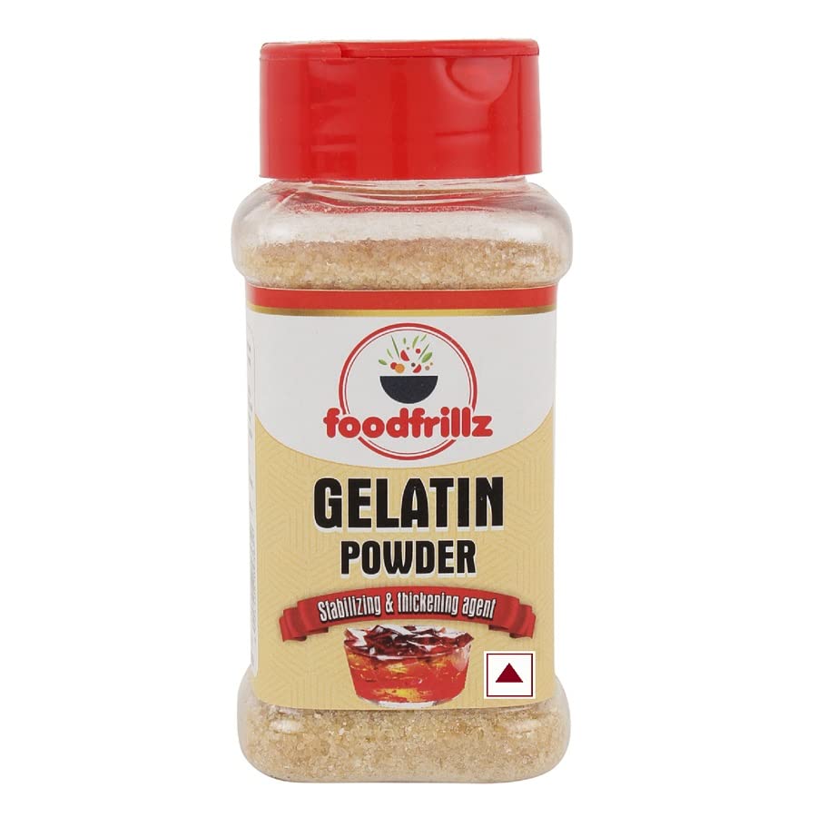 foodfrillz Gelatin Powder Crystals, 90 g Stabilizing agent for baking, pudding and jelly setting, non veg