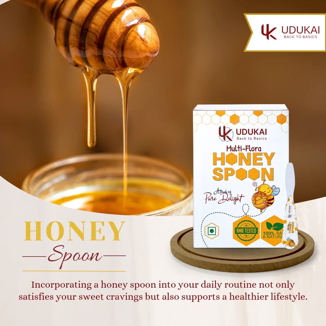 Udukai Premium Honey Spoons | 100% Pure NMR Tested Forest Honey | 10 gm each | Easy to carry and mess-free