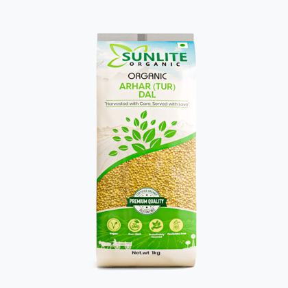 Sunlite Organic Arhar (Tur) Dal 1kg I 100% Vegan I Naturally Gluten Free Food I No Additives I Unpolished Toor Dal I Non-GMO, Pesticide Free I Pack of 1