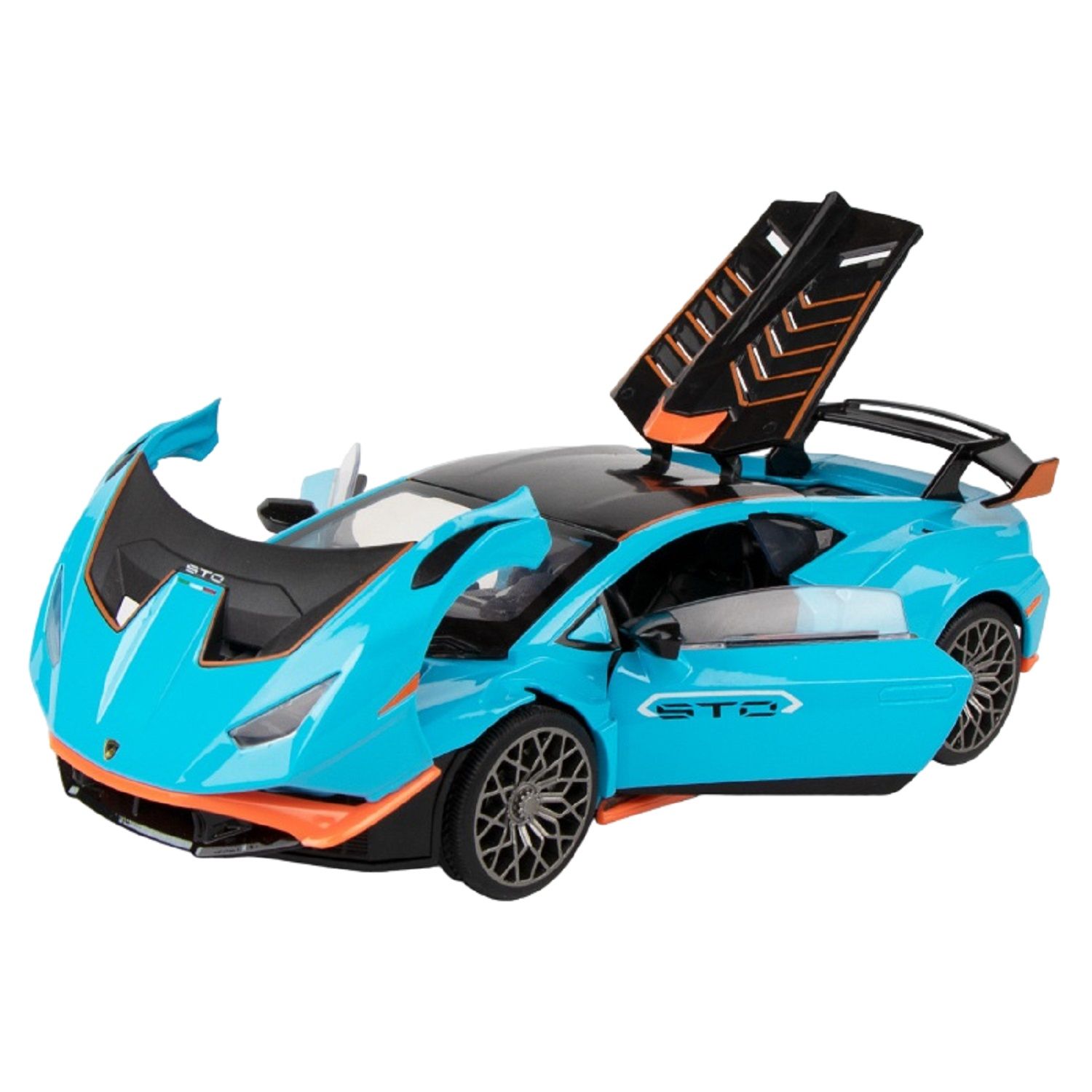KTRS Enterprise 1:24 Alloy Metal Pull Back Die-cast Car Model Pull Back car Super Openable Doors Sound and Light Doors & Light Music Boys Toys for Kids as(lambu Hurricane H2083)