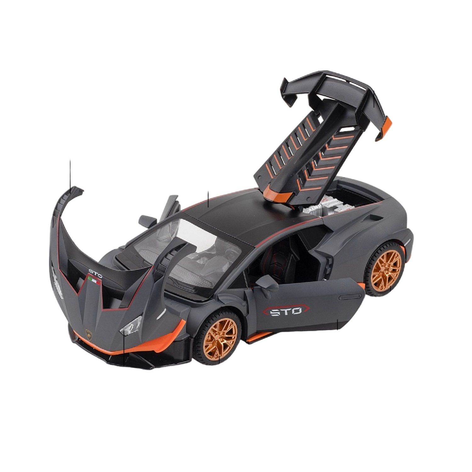 KTRS Enterprise 1:24 Alloy Metal Pull Back Die-cast Car Model Pull Back car Super Openable Doors Sound and Light Doors & Light Music Boys Toys for Kids as(lambu Hurricane H2083)
