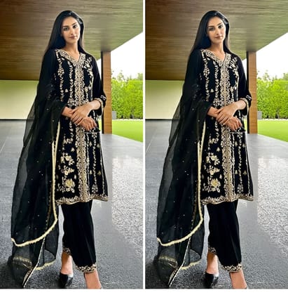 Ready to wear indian Black salwar kameez Dupatta for women anarkali cotton designer pakistani dresses Festival 3 piece