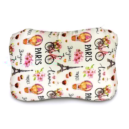 Sleepsia Memory Foam Head Shaping Baby Pillow, Butterfly Shape Pillow, Toddler Pillow, Paris Print for Girls & Boys (Pack of 1)