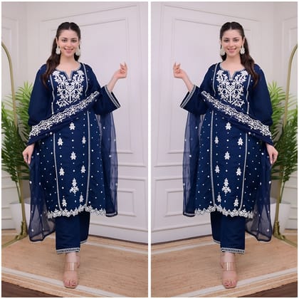 Blue Ready to wear indian salwar kameez Dupatta for women anarkali cotton designer pakistani dresses Festival 3 piece