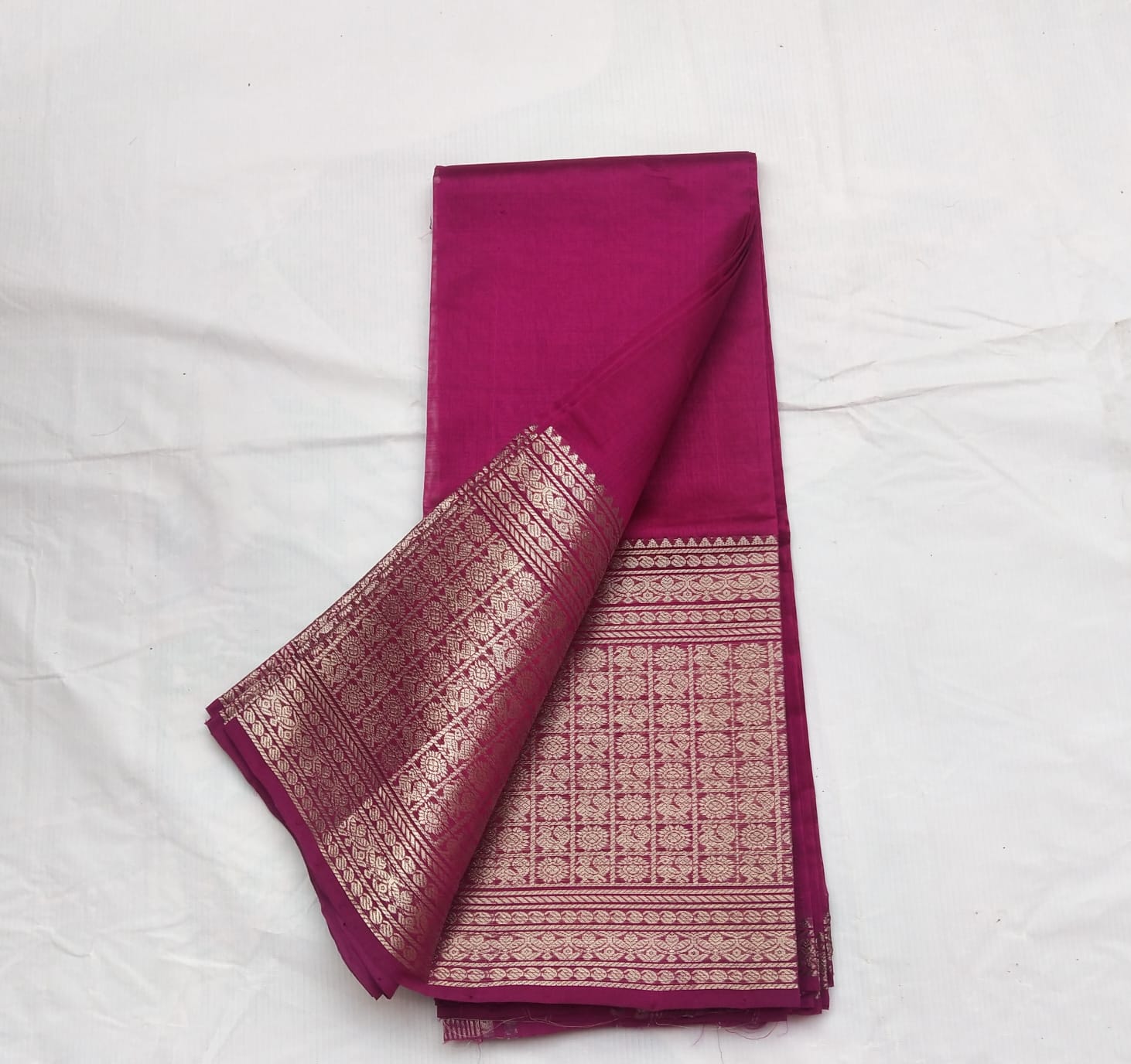 Pink Saree With Golden Zari Border