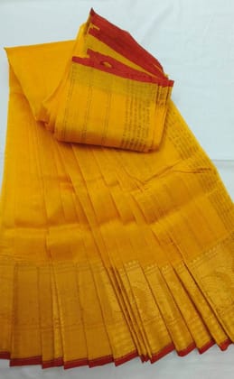 Yellow Pure Handloom Cotton Saree With Blouse Piece Yellow Pure Handloom Cotton Saree With Blouse Piece