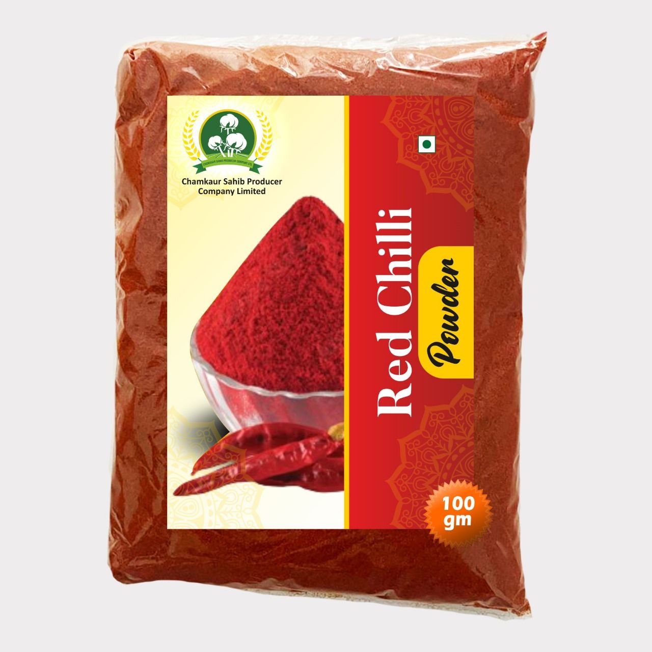 Pure & Spicy Red Chilli Powder - 100 gm by Chamkaur Sahib Producer, Made from Natural Farmer-Grown Chillies. 
