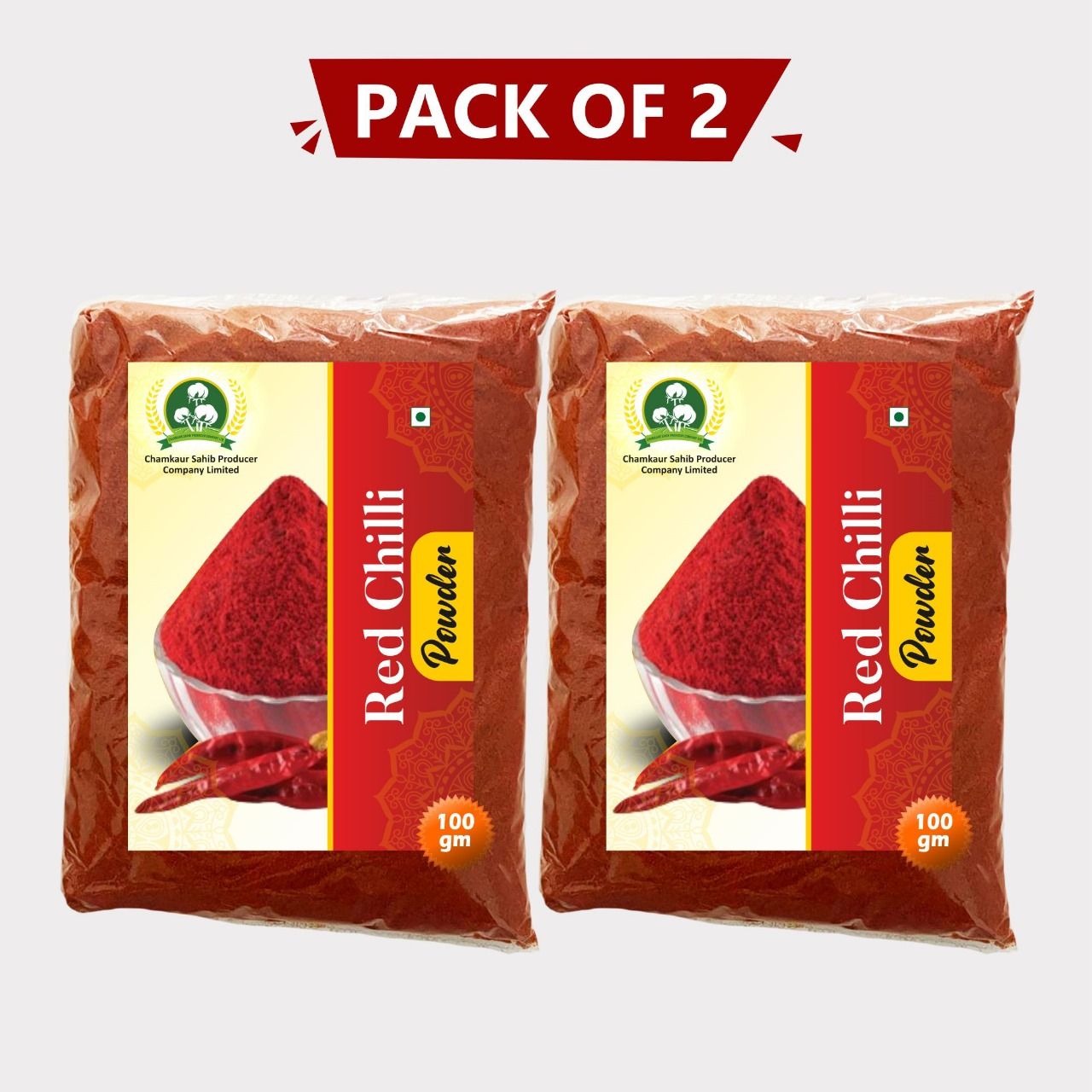 Pure & Spicy Red Chilli Powder – 200 gm (2 × 100 gm) | Chamkaur Sahib Producer | Made from Natural Farmer-Grown Chillies. 