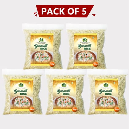 Sahib Basmati Rice 5kg (Pack of 5 × 1 kg) by Chamkaur – Long-Grain, Aromatic & Premium Indian Rice.
