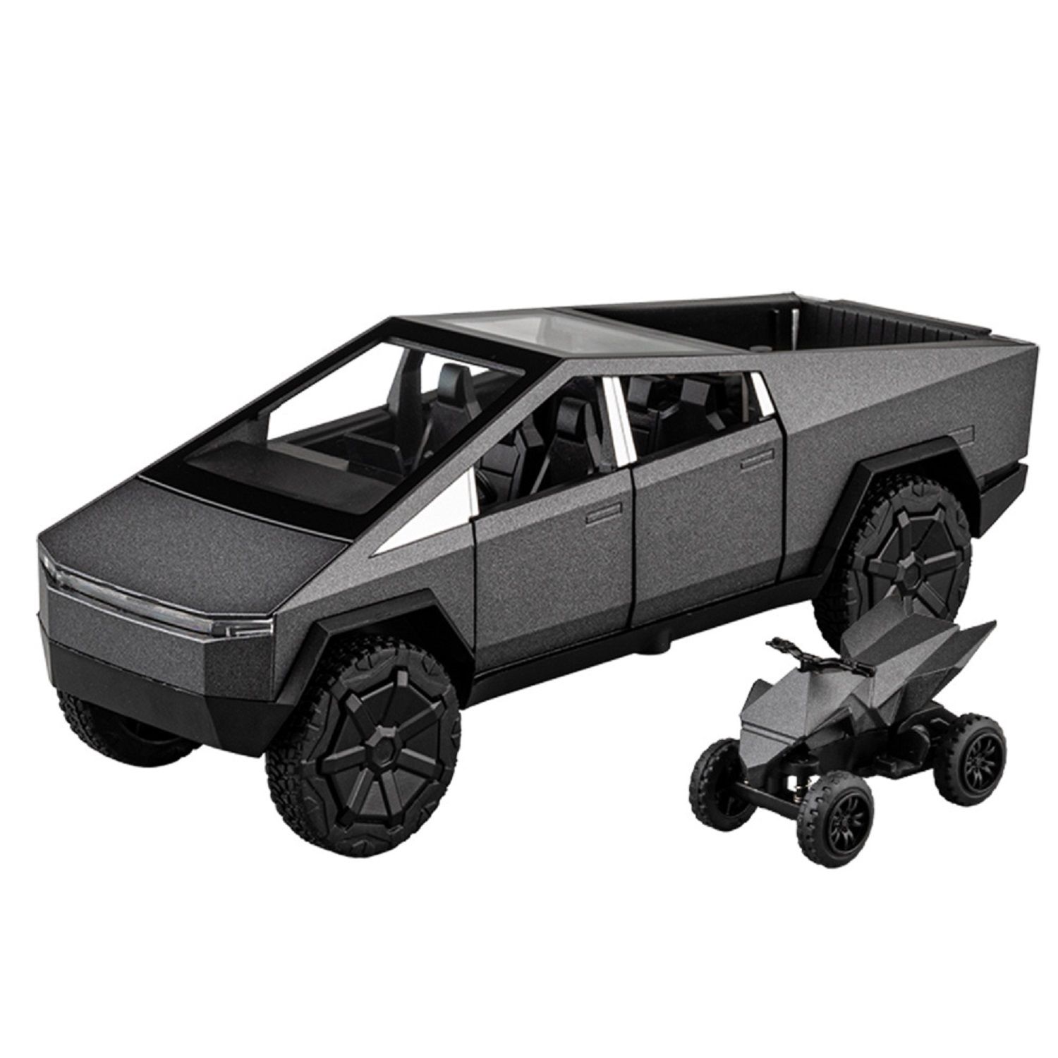 KTRS ENTERPRISE 1:32 Alloy Metal Pull Back Die-cast Car Model Car Pull Back car Super car with Openable Doors with Sound and Light Doors & Light Music Boys Toys Kids (Tsla Cybrpickup)
