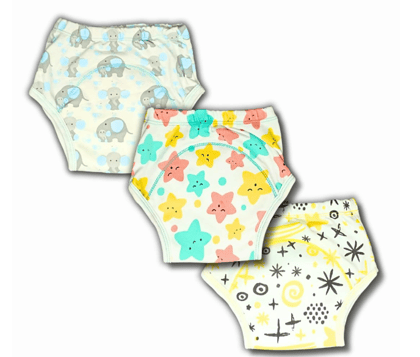 Kindermum Cotton Padded Underwear/Potty Training Pants - Semi Waterproof, Pull-up Cotton Underwear - Pack of 3 - Midnight Sleep Pink Combo (Large)