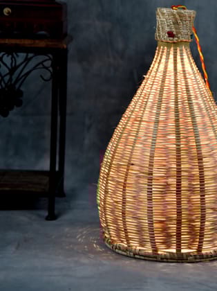 Beige Bamboo and Kanshi Grass Lamp