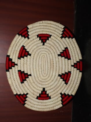 Red Motif Handmade Kanshi Grass Mat(Single)