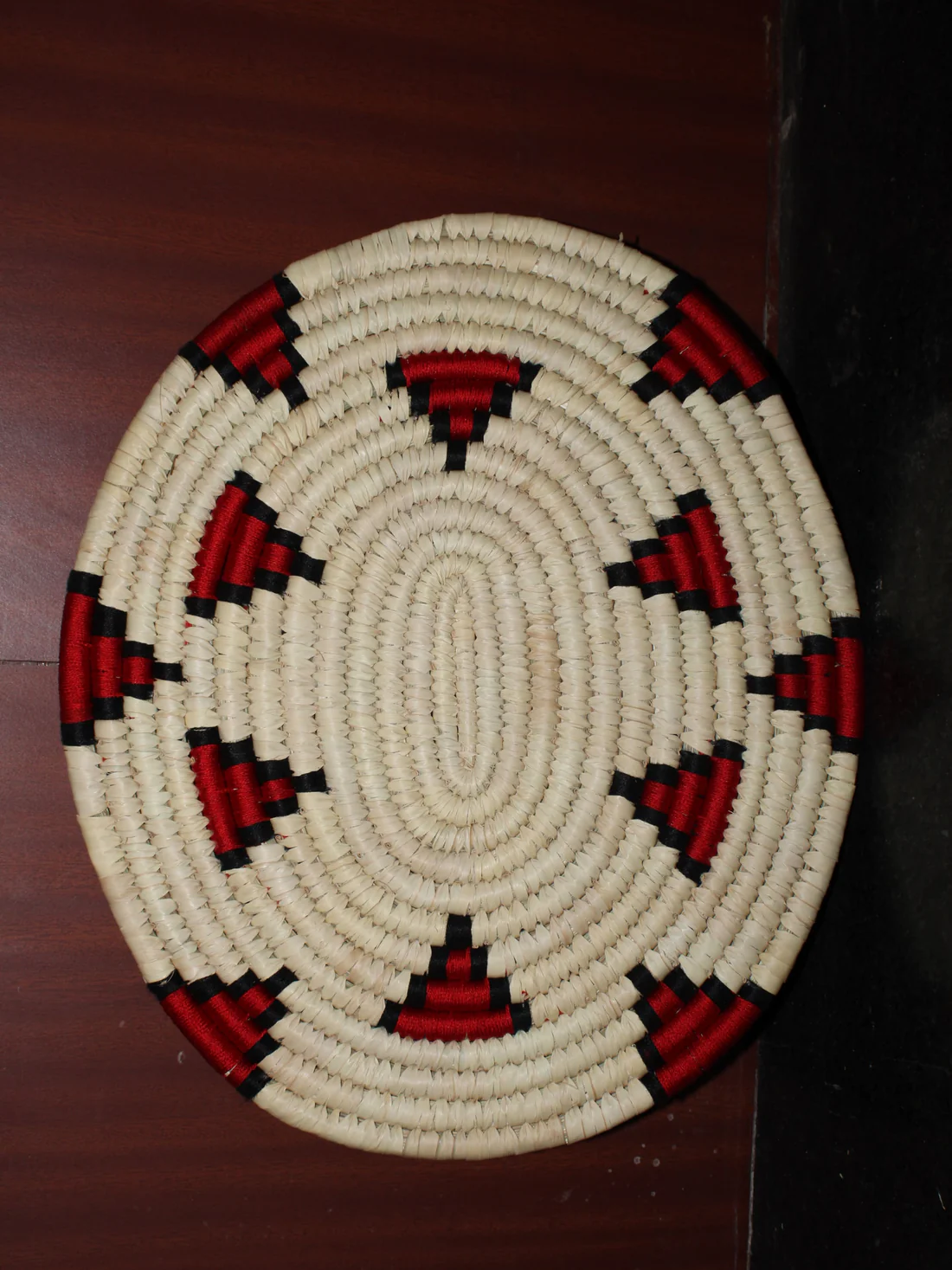 Red Motif Handmade Kanshi Grass Mat(Single)