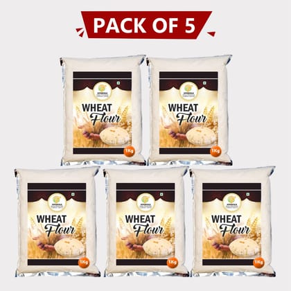 Wheat Flour 5 Kg (Pack of 5 x 1 Kg) by Hyperfield Krishi Producer – Pure, Natural & Farm-Fresh Atta for Daily Cooking. 