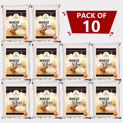 Wheat Flour 10 Kg (Pack of 10 x 1 Kg) by Hyperfield Krishi Producer – Pure, Natural & Farm-Fresh Atta for Daily Cooking. 