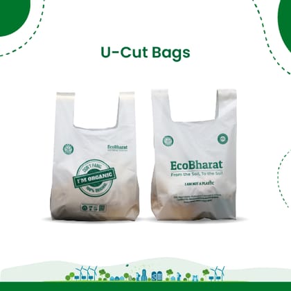 Biodegradable and Compostable U-cut Carry Bags|8x10 (190pieces)|capacity 500grams|Grocery Bags, Shopping Bags| Biodegradable and Compostable U-cut Carry Bags|8x10 (190pieces)|capacity 500grams|Grocery Bags, Shopping Bags|