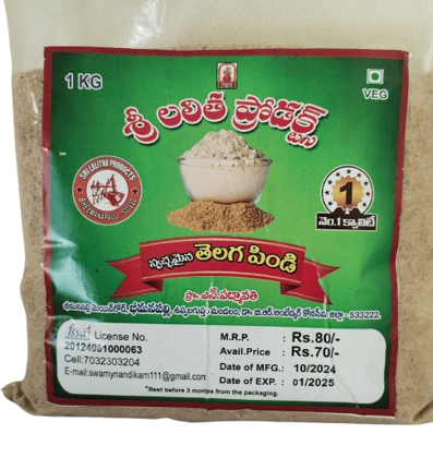 Sri lalitha defatted sesame oil cake powder(Telaga Pindi)-1kg Sri lalitha defatted sesame oil cake powder(Telaga Pindi)-1kg