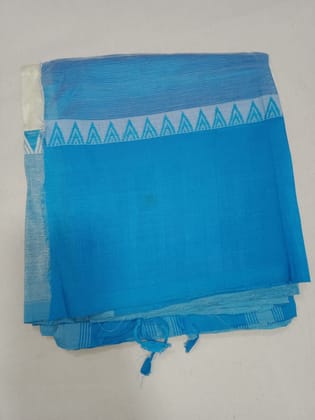Blue Handloom Cotton Saree With Blouse Piece Blue Handloom Cotton Saree With Blouse Piece