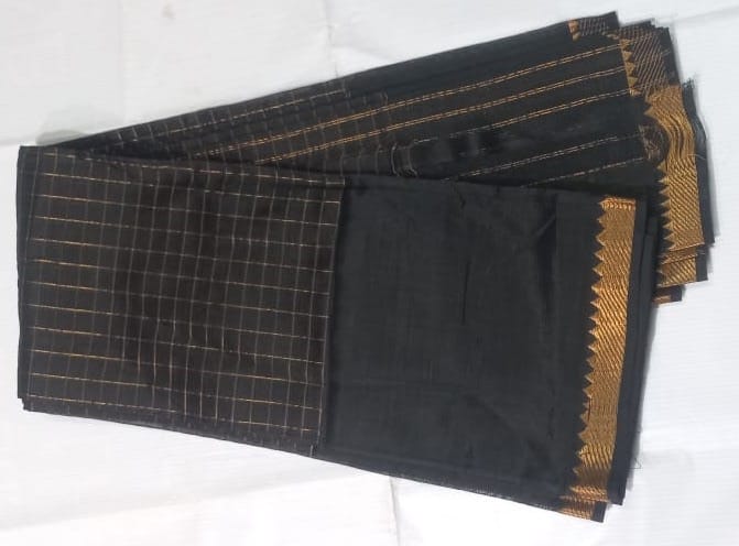 Black and Gold Saree with Zari Border