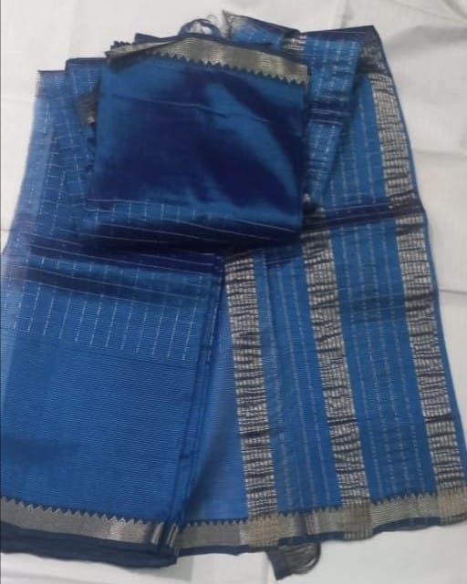 Blue Handloom Venkatagiri Cotton Saree With Blouse