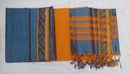 Blue and Orange Cotton Dress with Dupatta Blue and Orange Cotton Dress with Dupatta