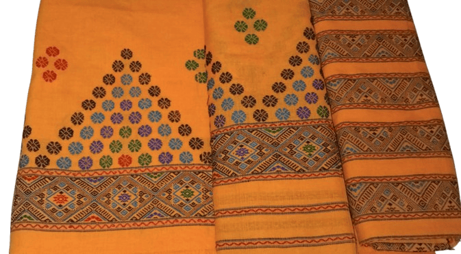 Mekhela Sador Set with Handloom Cotton Fabric and Traditional Assamese Motifs