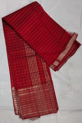  Red and Gold Silk Saree with Zari Border