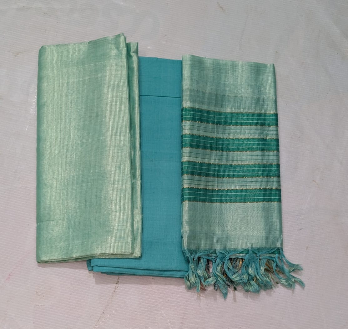 Sea Green Cotton Silk Suit with Dupatta