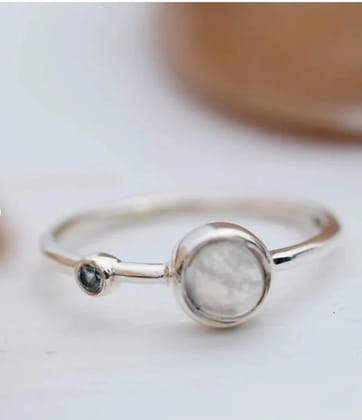 Moonstone & Blue Topaz Ring, 925 Sterling Silver Ring Tow Stone Minimalist Ring, Round Moonstone Handmade Ring Beautiful Jewelry Moonstone & Blue Topaz Ring, 925 Sterling Silver Ring Tow Stone Minimalist Ring, Round Moonstone Handmade Ring Beautiful Jewelry