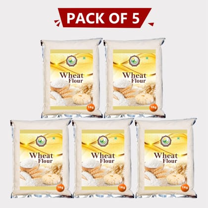 Wheat Flour 5kg (5 x 1 Kg) by Nuh Krishi Producer Company Limited – Pure, Natural & Farm-Fresh Atta for Daily Cooking. 