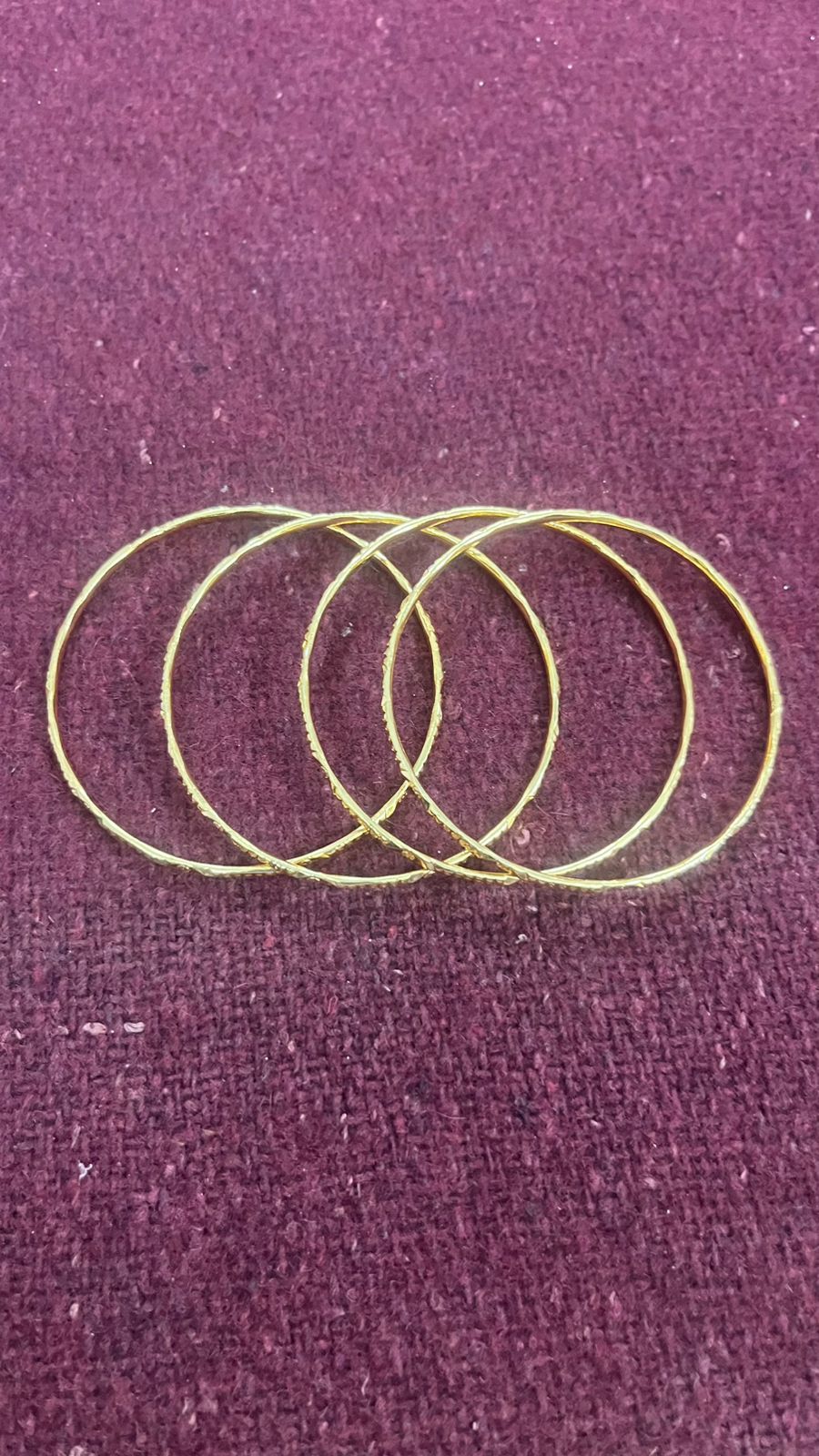  Gold Plated Textured Bangle Set of 4