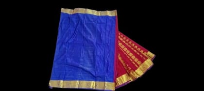 Blue and Red Traditional Saree with Golden Border Blue and Red Traditional Saree with Golden Border