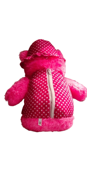  Pink polka dot teddy bear with a hat