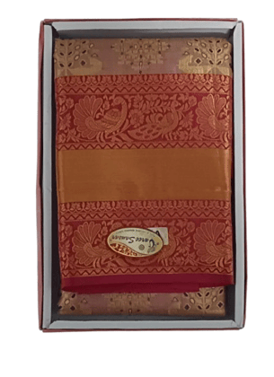 Pink and gold zari woven Kanjivaram silk saree with blouse piece Pink and gold zari woven Kanjivaram silk saree with blouse piece