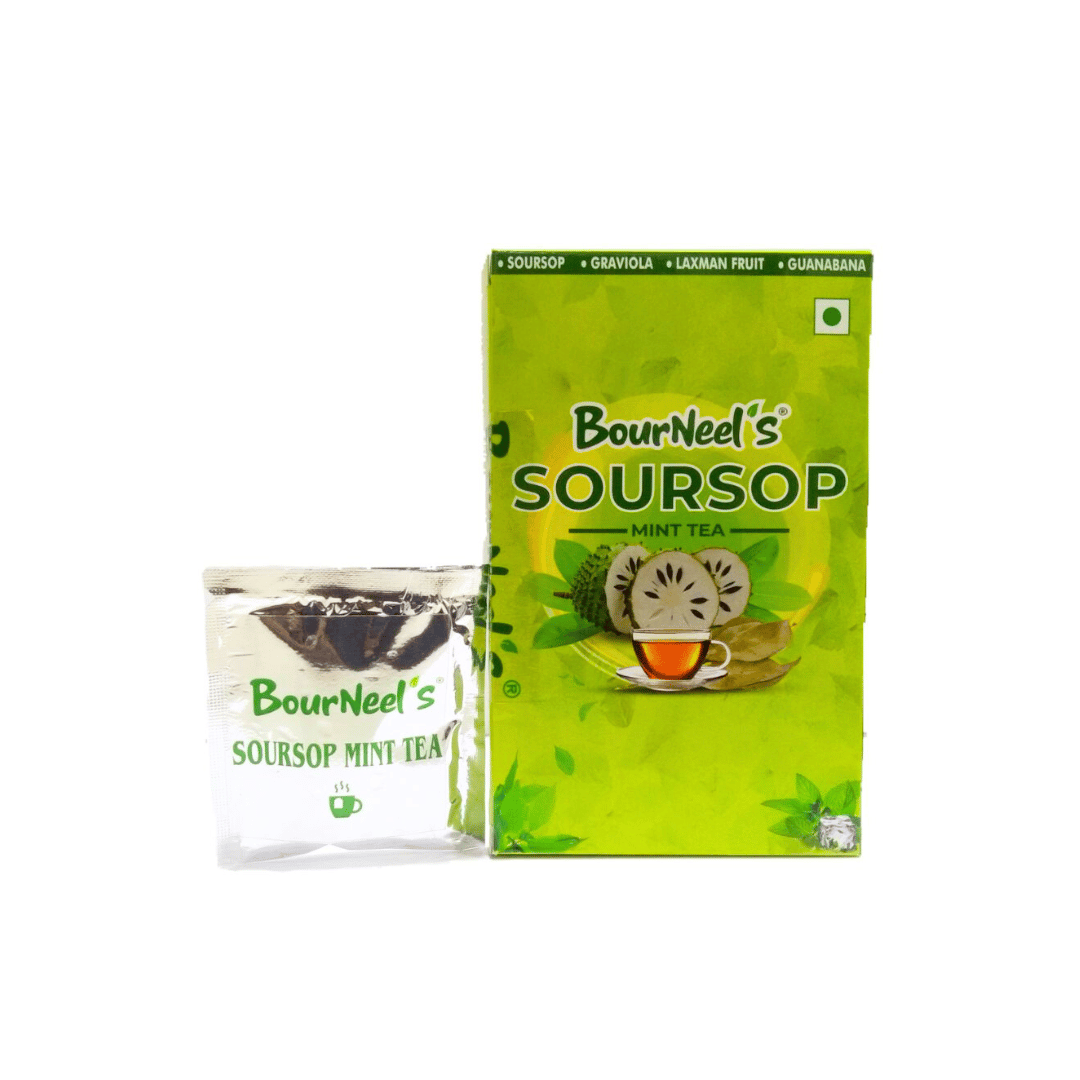 BourNeel's® Soursop Mint Tea Box (20 Bags)|Dipping Tea Bags | Combination of Dry Soursop Leaves & Mint Leaves| No Preservatives | Graviola Laxman Phal Dry Leaves | High Vitamin C |Soursop Mint Kadha Tea |