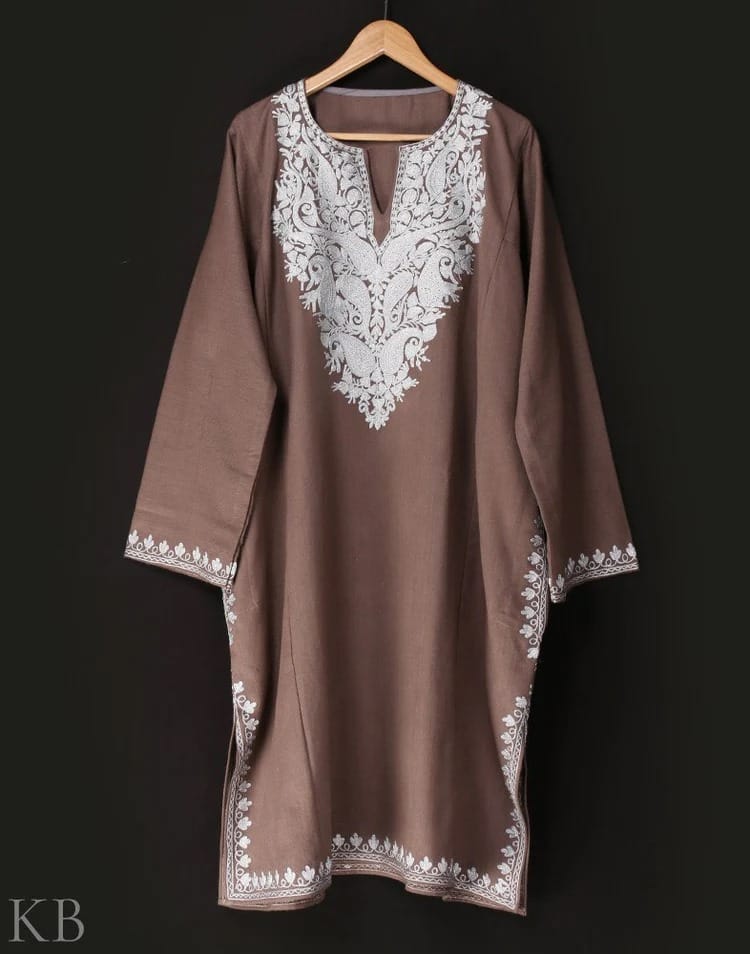 Natural Embroidered Kashmilon Phiran