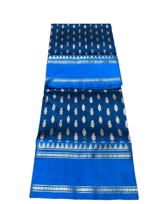 Blue Banarasi Silk Saree With Golden Zari Work Blue Banarasi Silk Saree With Golden Zari Work