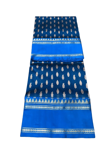 Blue Banarasi Silk Saree With Golden Zari Work