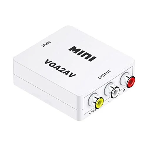 VGA to AV Converter Adapter With Audio 1080P Quality (White)